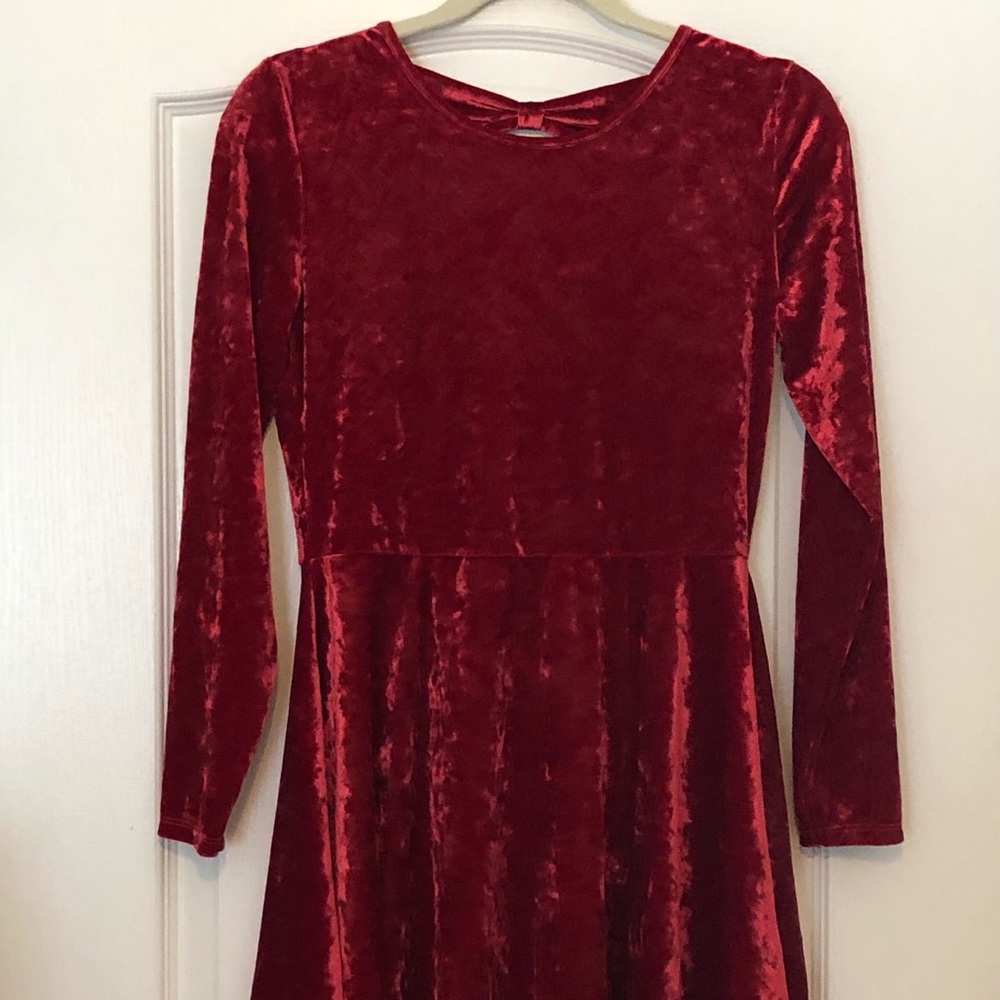Girls Red Velvet Dress